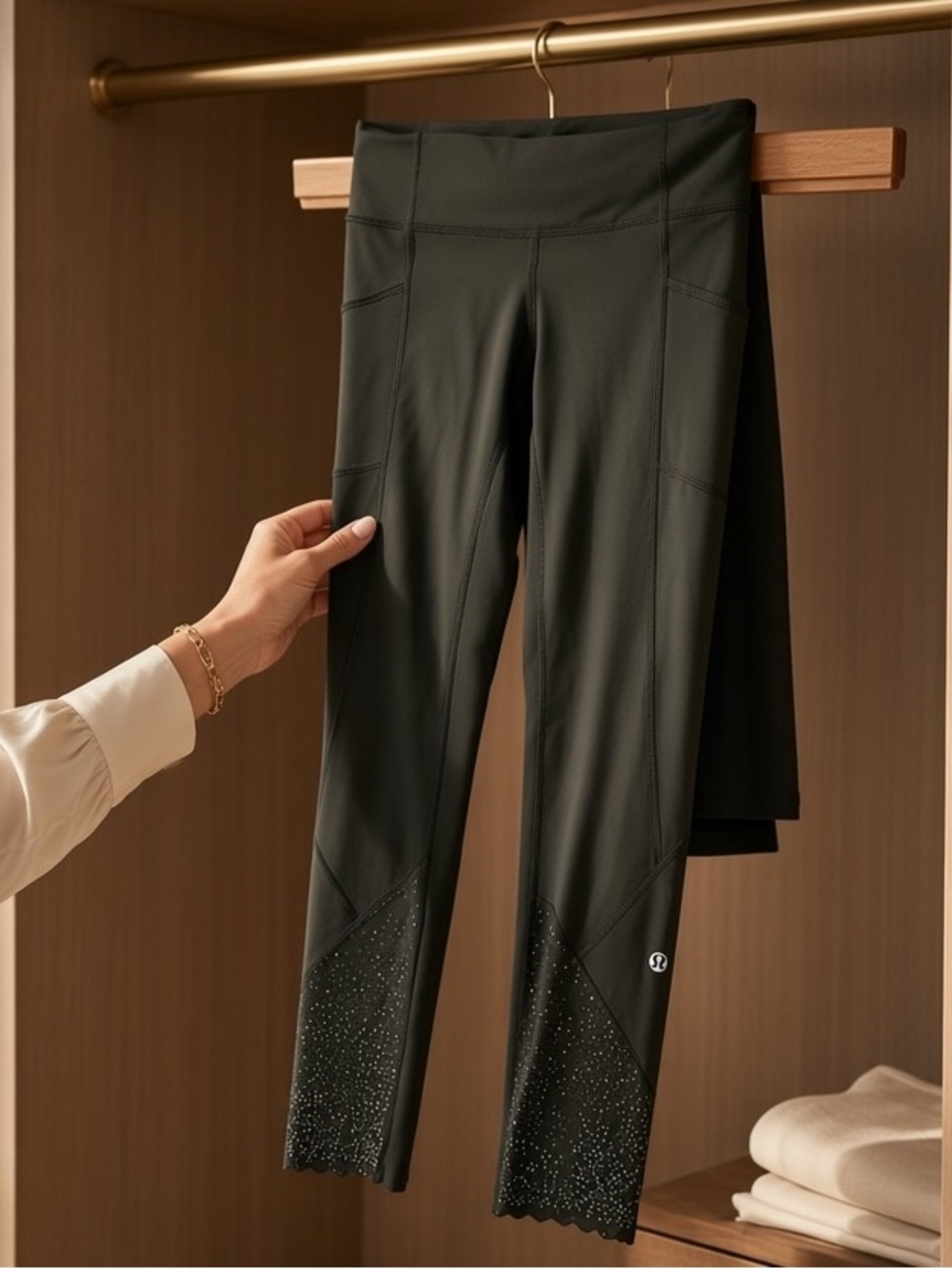 lululemon athletica Black High-Rise Leggings with Sparkle Hem Detail 4